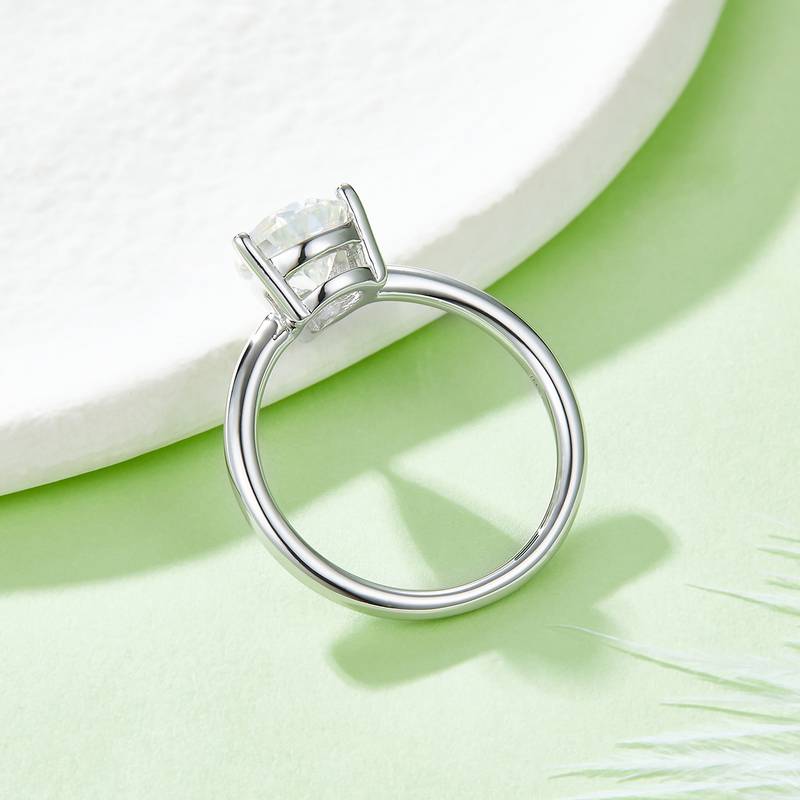 Classic梨形S925银镀白金MoissaniteWomen's Ring2.0ctD级